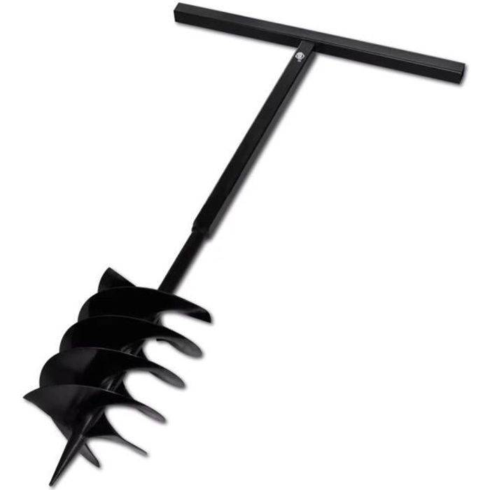 Tarière de sol avec mèche de tarière 200 mm Acier Noir