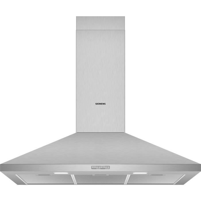 SIEMENS C94PBC50 - Hotte décorative murale - Evacuation / Recyclage - 360 m3 air / h - 65 dB - 3 vitesses - L 90 cm - Inox