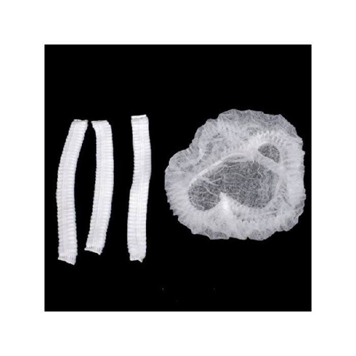 200pcs Bonnet de Bain Elastique Jetable pour SPA Salon (Blanc)