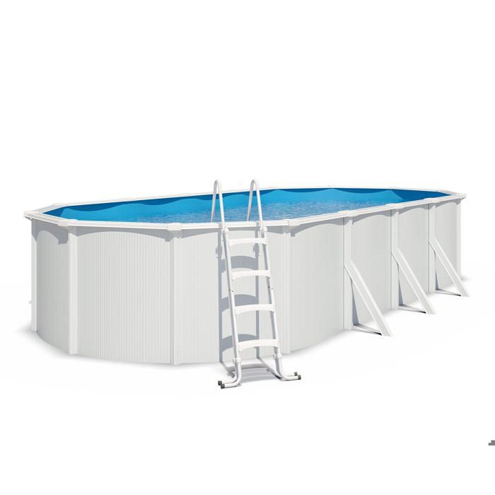 Piscine hors sol acier ovale 7,30 x 3,65 x 1,2 m blanche SAPHIR