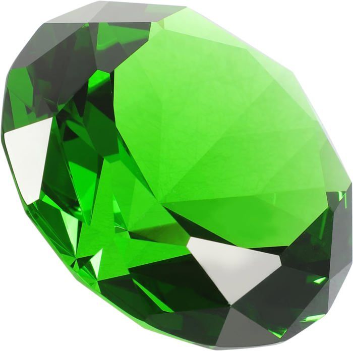 Presse-papier Diamant De Cristal LONGWIN - Verre Optique K9, 80 Mm De Large, Couleur Vert Unie | Décoration Bureau, Objet Collection