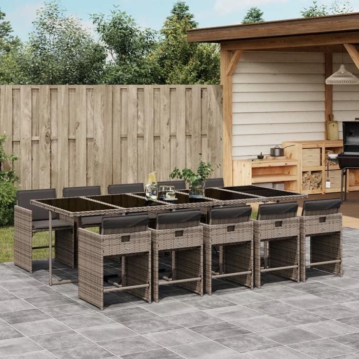 vidaXL Ensemble à manger de jardin 11 pcs avec coussins