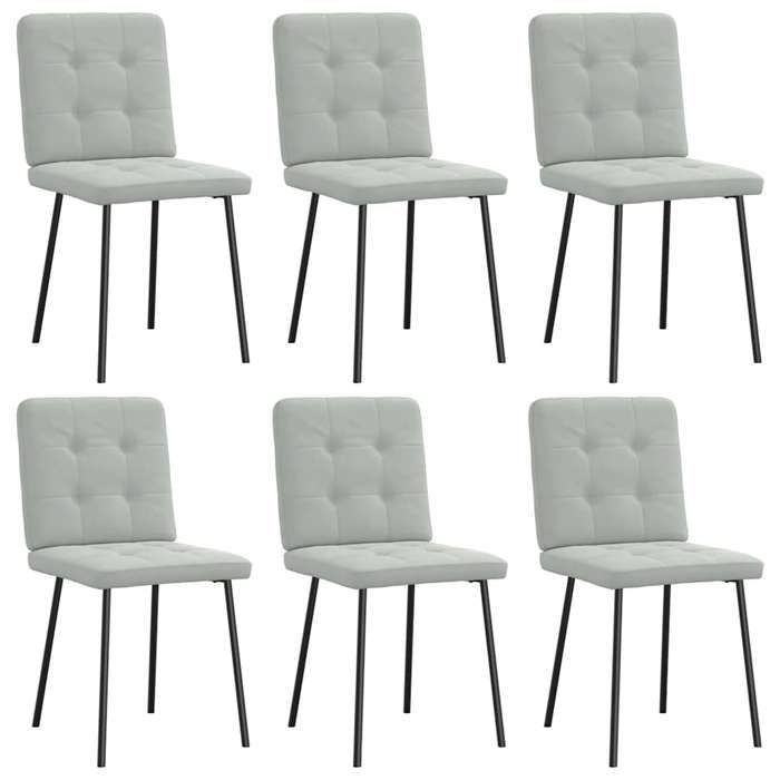 UNIQUE Chaise / Fauteuil scandinave chambre damis LMT - Chaises à manger lot de 6 - gris clair velours - 45 x 54 x 83 cm
