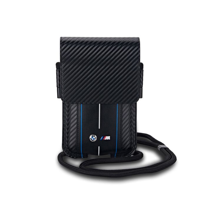 Sac portefeuille - BMW - Carbon Blue Stripes - Nylon - Cuir écologique - Noir
