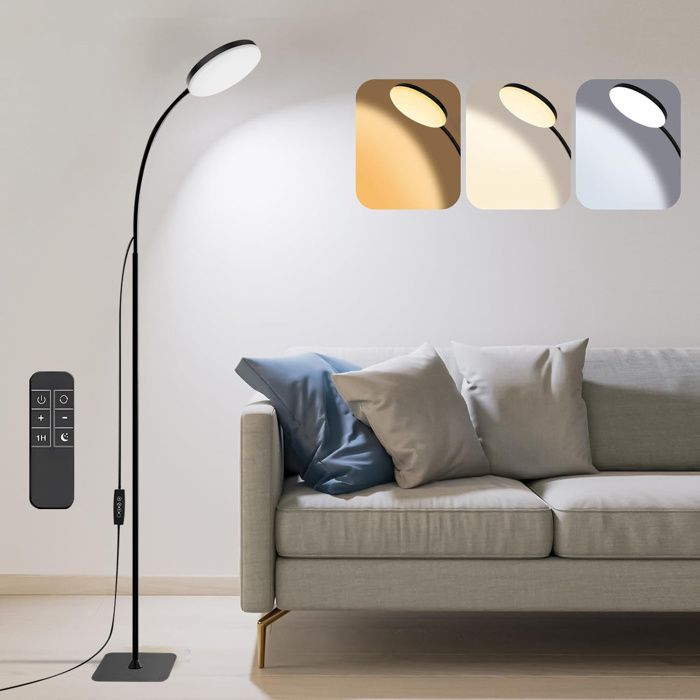 Lampadaire sur pied à Colde Cygne Lampes de lecture LED 10 Niveaux Luminosité &3 Tons Réglables pour Chambre/Éclairage