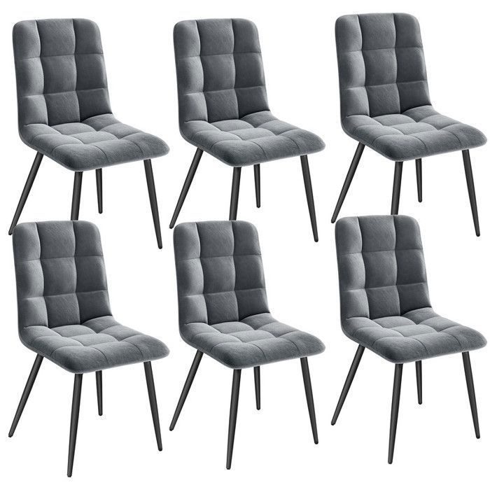 Chaises Salle à Manger Rembourrées Velours HavenlyHome Gris