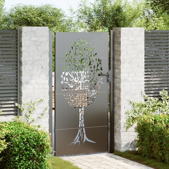 Moderne Portillon Porte de Jardin - Porte de clôture Autre Noir 105 x 200 cm Acier peint par poudre@FR(54416)