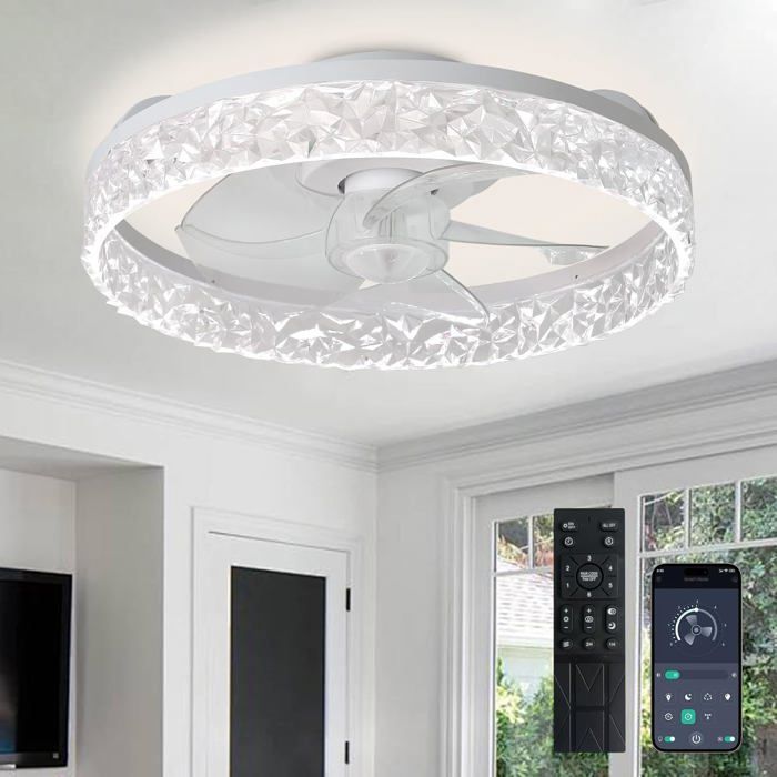 Ventilateur de Plafond - UNDERSCORE - 16 avec Lumière LED Dimmable - 6 Vitesses - Blanc - Underscore