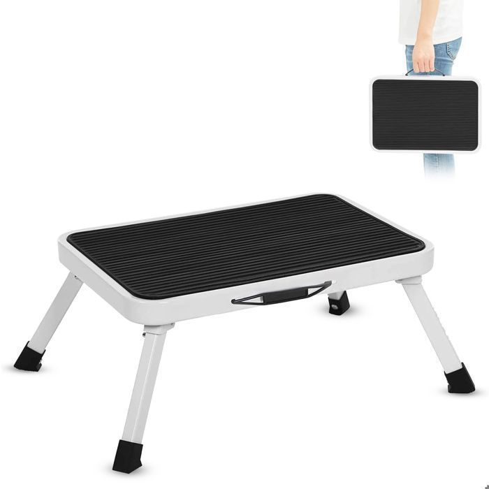 Marchepied Pliable Antidérapant en Acier avec Poignée - Echelle Escabeau Tabouret Capacité de Charge 150 Kg...