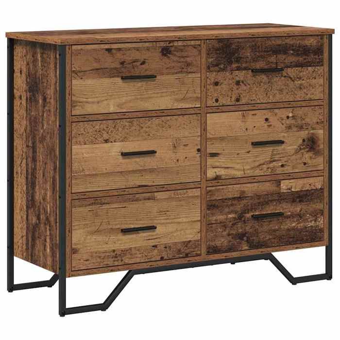 Marron Commode salon/BUFEET - CLARENCE - Avec rangement - Autre Bois Ancien 91 x 35.5 x 74.5 cm - Bois dingénierie LV722