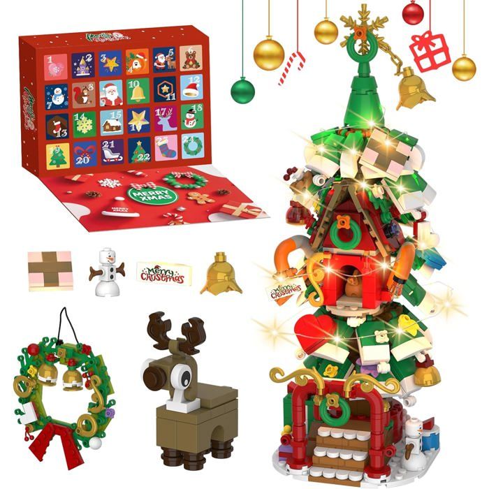 Calendrier De L'Avent Noël 2025 Avec 24 Peluches – Père Noël, Bonhomme De Neige, Renne, Sapin