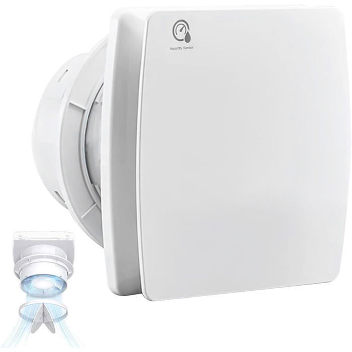 Ventilateur de salle de bain Ventilateur 100 mm avec minuterie et capteur dhumidité silencieux - Vrietina