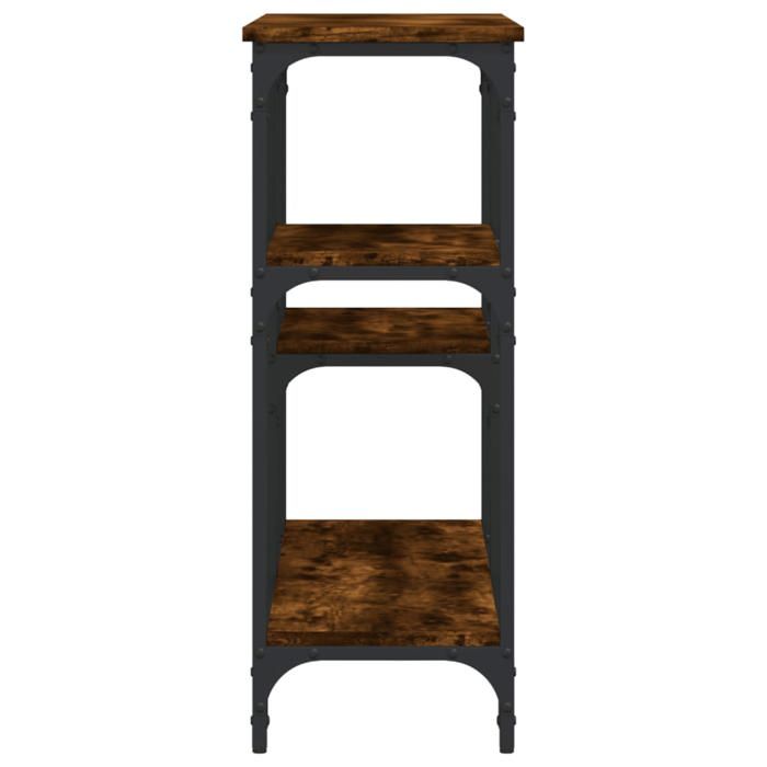 Brun Table console - CLARENCE - Meuble couloir - chêne fumé - 102x29x75 cm - bois dingénierie CC795