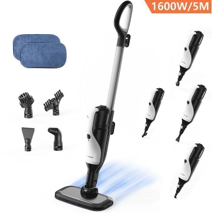 Balai vapeur - 8 en 1 - YOIMOIMO - 380 ml - 3 modes - 1600 W - Tient debout tout seul - Apparence élégante