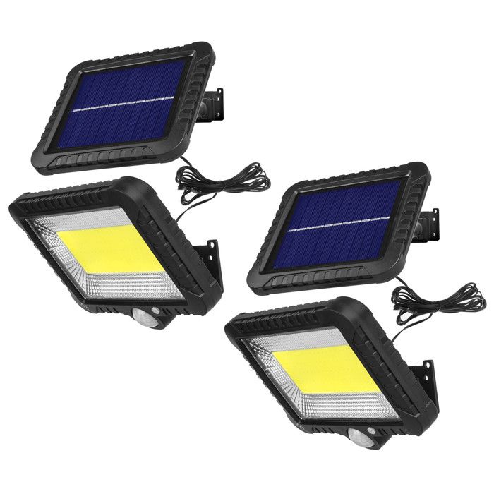 Projecteur solaire Lampe LED 2 pièces avec détecteur de mouvement IP44 5W 400lm 6000K blanc froid MCE438