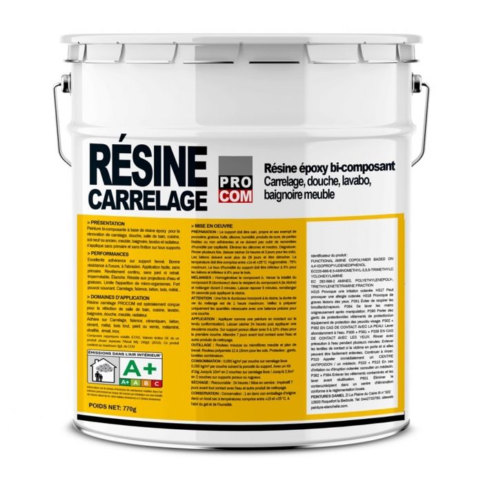 Peinture carrelage résine époxy sol et mur carrelés douche lavabo baignoire 1kg Blanc