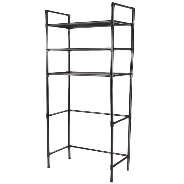 KEDIA Étagère de Rangement pour Salle de Bain Noir 72*25*155cm Matériau Plastique Grande Capacité de Charge Portable