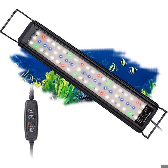 Éclairage Aquarium - ZOR® - Spectre complet - 10 niveaux luminosité - Minuterie 6/10/12 h - Multicolore