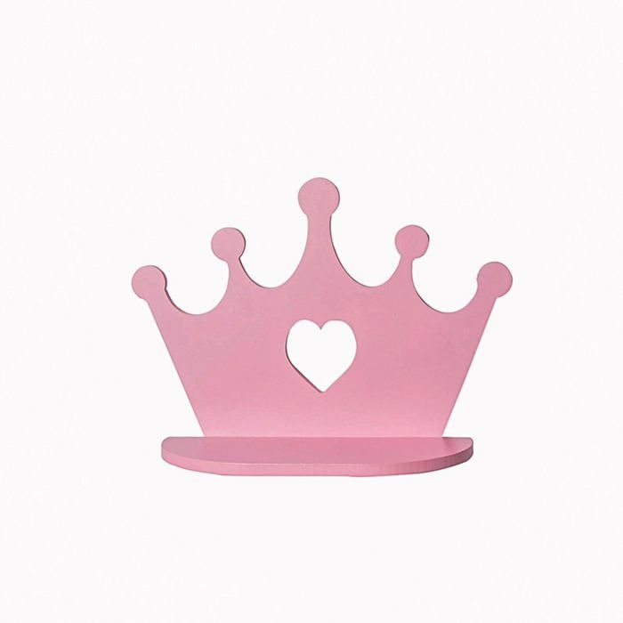 Étagère flottante bois couronne rose style nordique décoration chambre princesse fille enfants Label