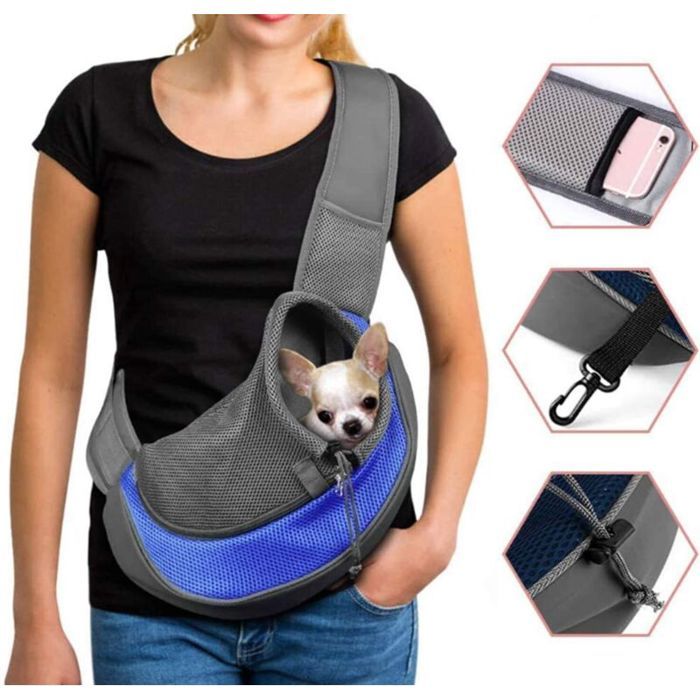 Sac de transport pour petits animaux - PZCC - Bandoulière réglable - Pochette en filet respirant