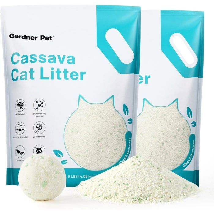 Meilleurs prix pour Litière agglomérante pour chat - JOZSI - À base de manioc - Contrôle des odeurs - Faible poussière - Absorption rapide