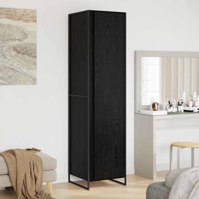 2 pcs Noir Penderie de Rangement - Magnifique Garde-robe - charge 3 kg par compartiment - Chêne noir 50x50x200cm Bois dingénierie C