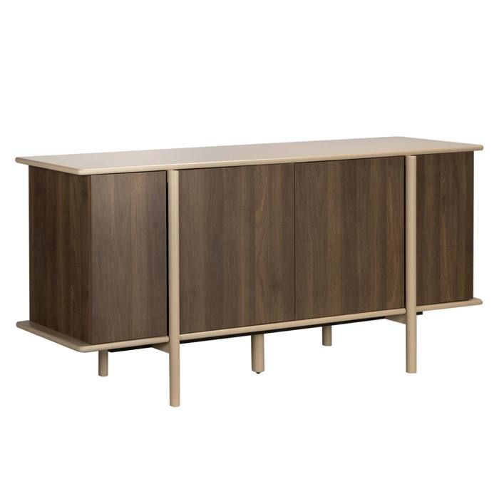 Buffet effet bois 4 portes 180 cm taupe Nelio - Oviala Buffet effet bois 4 portes 180 cm taupe Nelio - Oviala
