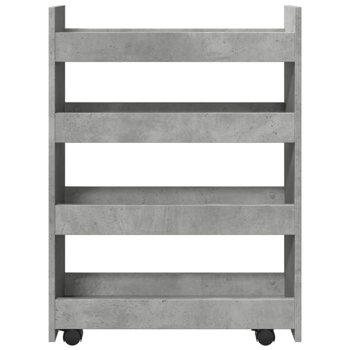 Décoratif - Chariot & îlot - Chariot de Rangement Étroit - Desserte de cuisine - 4 niveaux gris béton con9443755