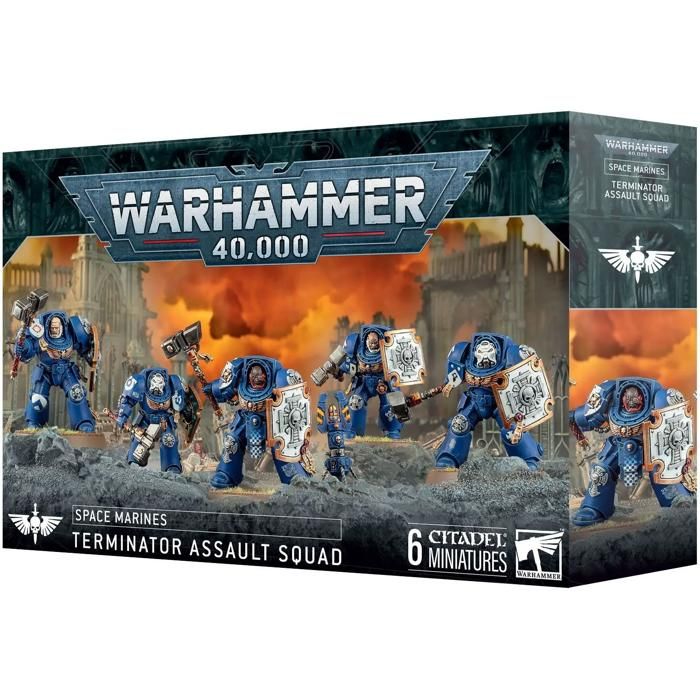 Jeu de société - GAMES WORKSHOP - Space Marines Terminators - Figurines modulables - Bleu/Gris - Haute qualité