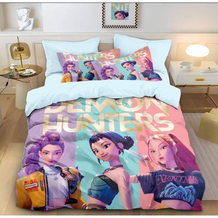 Anime Housse de Couette Motif Idole KPop Parure de lit 140x200cm en Polyester avec Housse de Couette et taie doreiller 65x65cm-J6