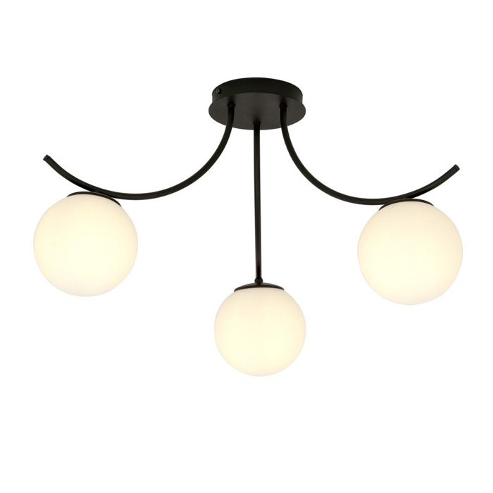 Lampe à suspension BOSTON en acier noir et verre opale - Réf. VK8681847306108