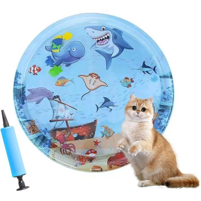 Tapis Jeu Interactif dEau pour Chatons et Chats Jouets dété pour Chats et Chiens