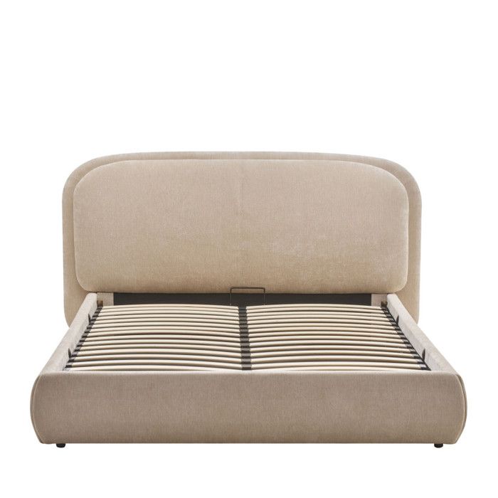 Claudie - Lit coffre en tissu 160x200cm - Beige Claudie - Lit coffre en tissu 160x200cm - Beige