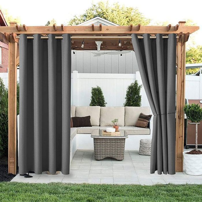 Rideau dextérieur - Imperméable et occultant Résistant à la décoloration - Porche patio tonnelle - Gris foncé 132x182 cm