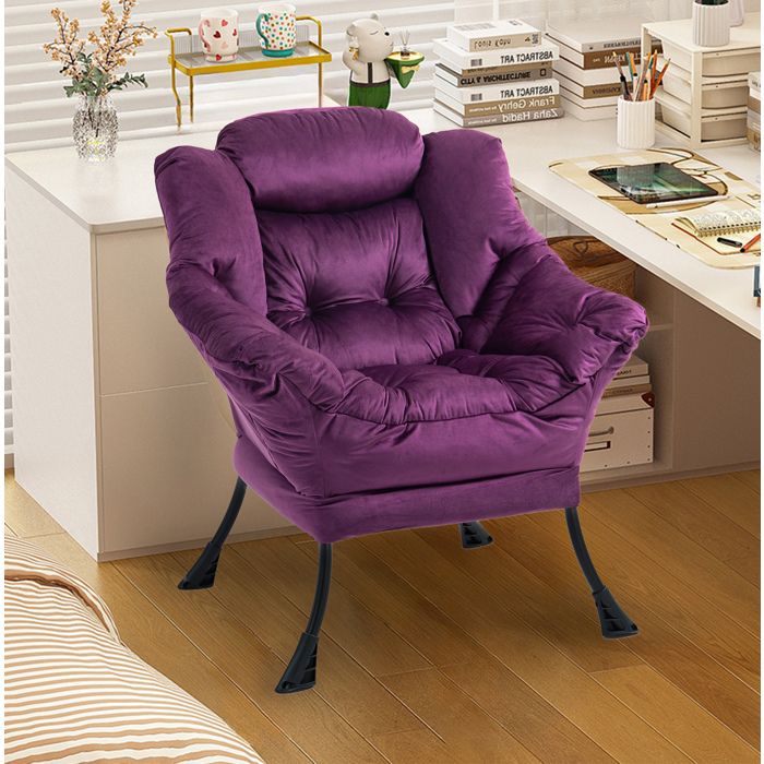 Fauteuil de relaxation violet avec accoudoirs structure en métal et housse amovible