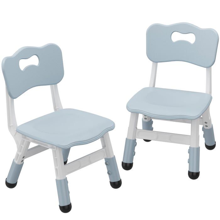 Lot de 4 chaises enfant grises réglables 3 hauteurs plastique base antidérapante empilables maison école crèche