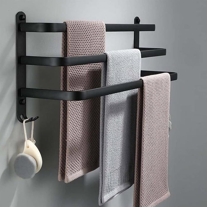 Porte Serviettes de Salle de Bain Mural Noir 60 cm Noir