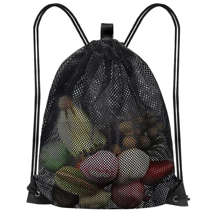 Grand Sac Filet Nylon Maille avec Cordon Serrage Sac à Dos pour Plage Shopping Natation Fitness Aucuneary