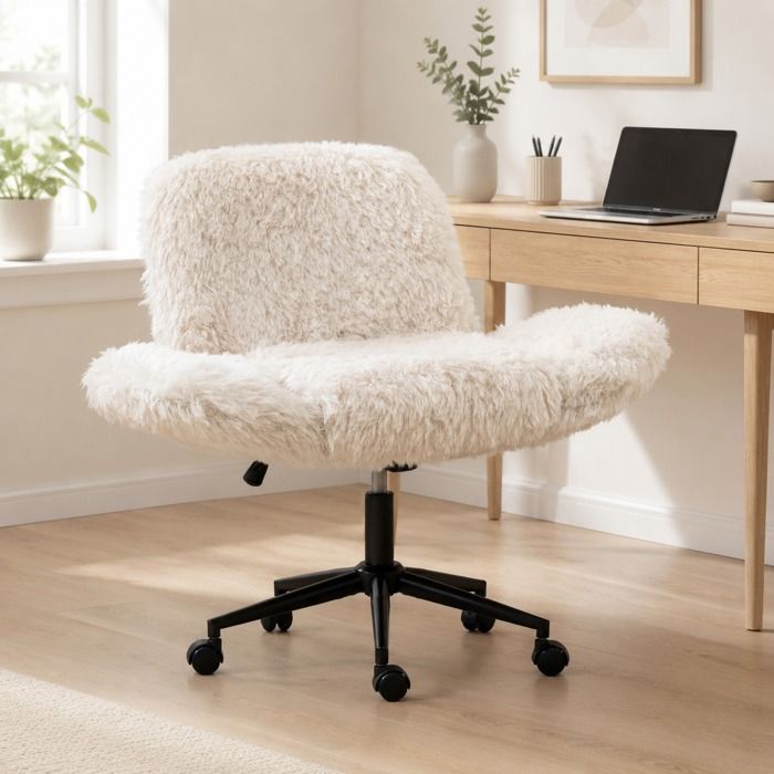 ELVORIN Fauteuil de bureau réglable en hauteur 50 x 55 x 92 2 cm accoudoirs rabattables à roulettes pivotant tissu beige