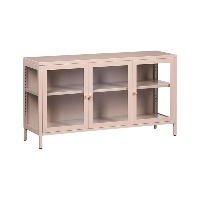 Buffet avec vitrine en verre NEWPORT Métal 115 cm Beige Buffet avec vitrine en verre NEWPORT Métal 115 cm Beige