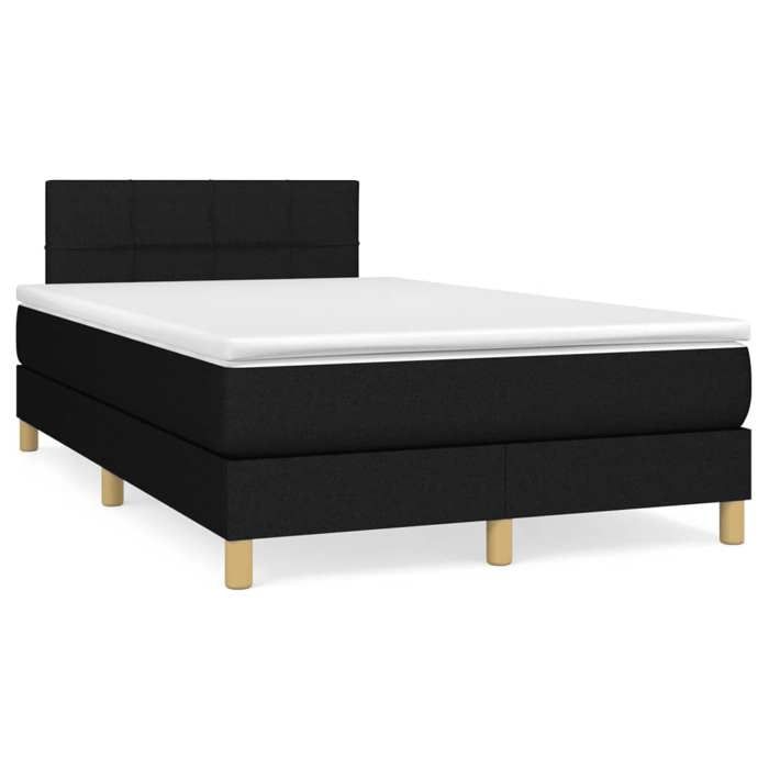 vidaXL Sommier à lattes de lit avec matelas noir 120 x 190 cm tissu Hauteur de tête réglable