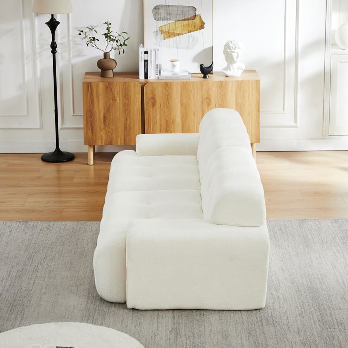 Canapé 2 places - SOGEU - Cloud Sofa - Accoudoirs larges - Chenille beige - Capitonnage boutons
