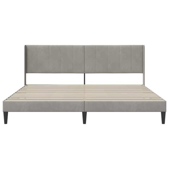 Structure de lit - HAOSHOP - Cadre de lit avec tête de lit Gris clair 180 x 200 cm Velours&01_115937