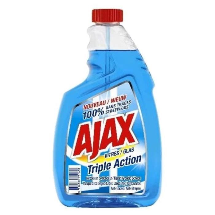 Ajax Lingettes Vitres Triple Action - Lot De 3 Paquets (120 Lingettes) - Nettoyage Profond, Anti-Traces - Pour Surfaces Vitrées