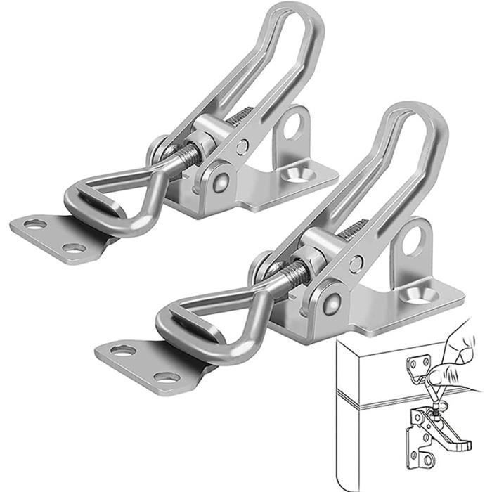 Loquet Bascule Acier Inoxydable 2 Pièces Loquet à Bascule Métal pour Fixation et Serrage des Valises dArmoires Porte