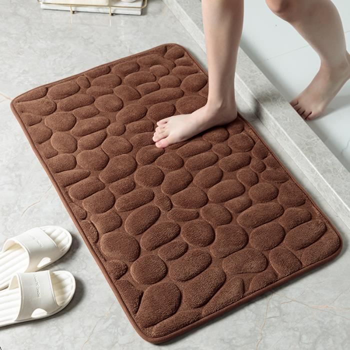 Tapis de Bain Antiderapant en Mousse MémoiretapisANNEFLY Absorbant Tapis SalleTapis de Douche pour Salle de Bain Café(40x60cm)