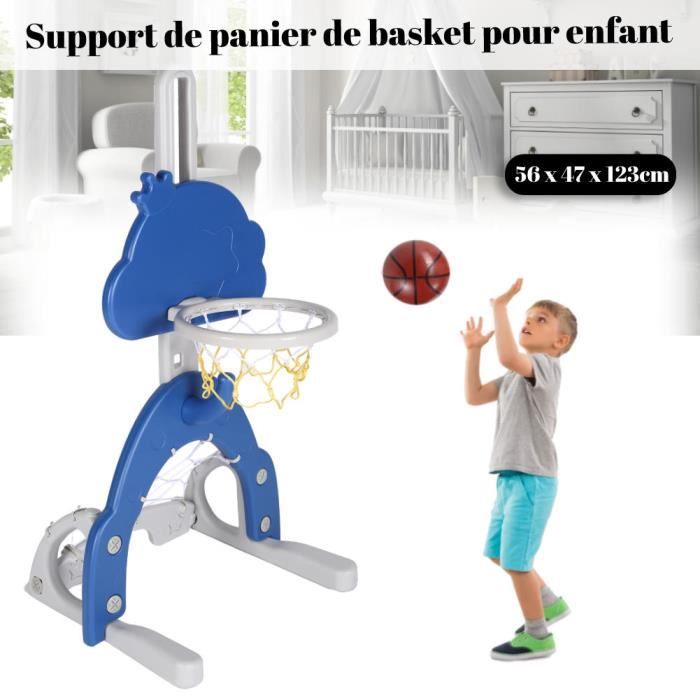 Panier De Basket Enfant Réglable – 4 Hauteurs De 51 à 115 Cm – Intérieur/extérieur – Ballon Et Pompe Inclus – De 1 à 12 Ans
