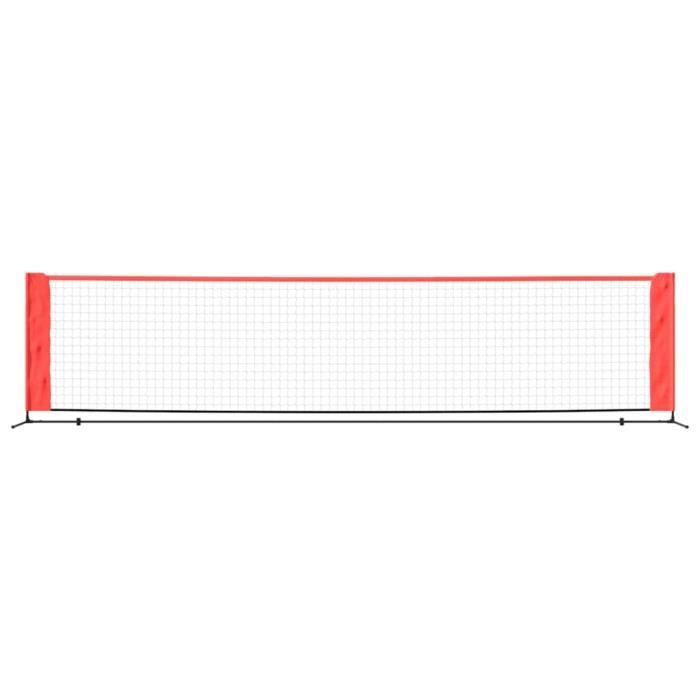 Filet De Tennis Noir Et Rouge 400x100x87 Cm - Équipement Sportif Polyester Avec Sac De Transport