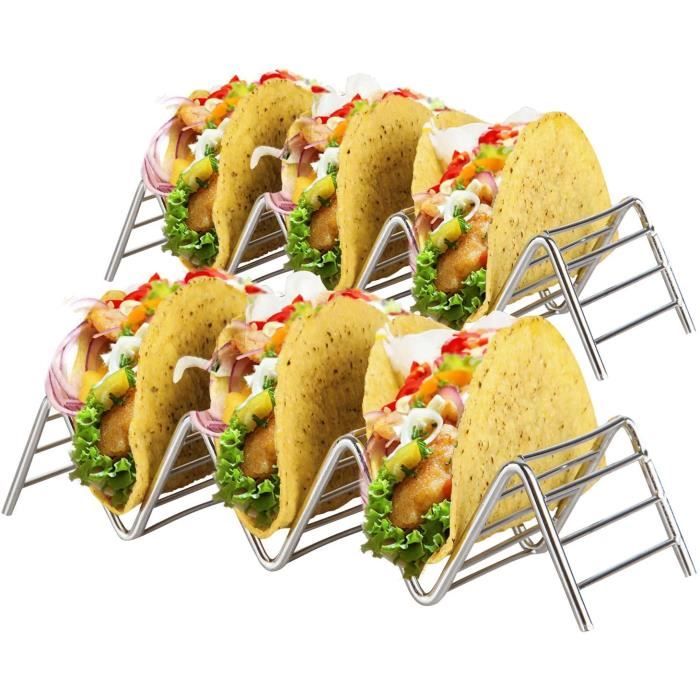 Lot De 2 Supports à Tacos Avec Coupelles Lot De 24 Supports Pour Tacos Non-toxiques, Sans BPA, Passent Au Lave Vaisselle Et Au Micro Ondes En Plastique Rigide Pour Tortillas Burritos Vert
