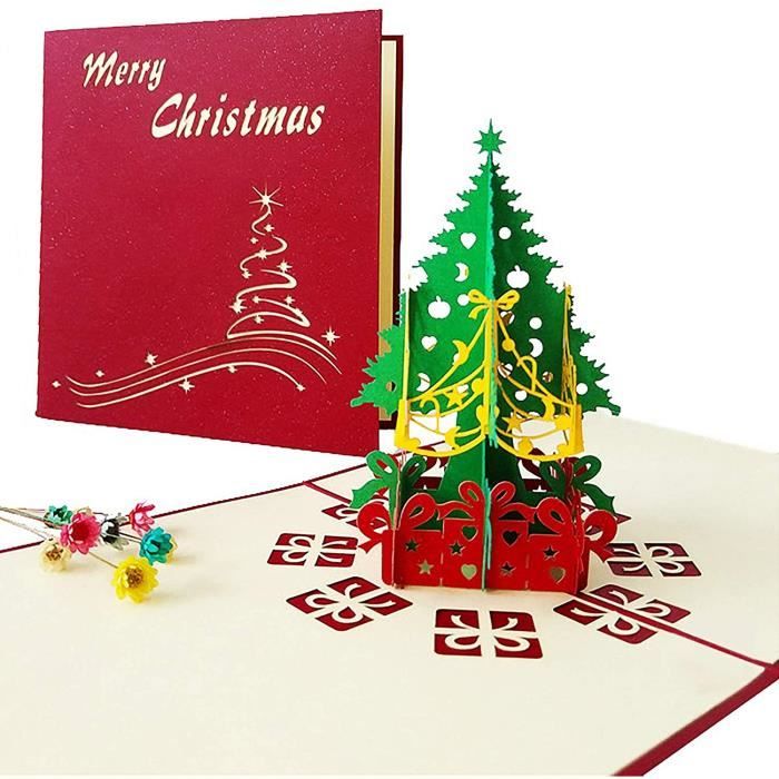 Cartes de Noël 3D,Cartes de Voeux de Noël PopUp Arbre de Noël,Meilleur